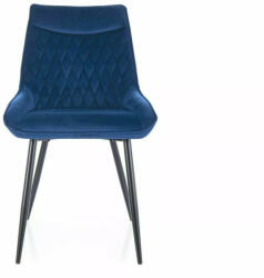  Agat Velvet Luxus Étkezőszék Kék Bársony Fekete Fém Vázzal