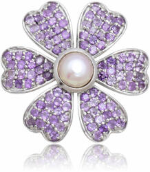  Ezüst Bross Marokkói Ametiszttel és Fehér Édesvízi Kagylógyönggyel, XMP058