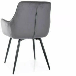  Apple Velvet Bársony Étkezőszék Szürke Fekete Fém Vázzal