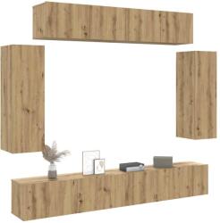 vidaXL 6 részes kézműves tölgy színű szerelt fa fali TV-szekrényszett (3329002)