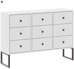 INTERMEBLE 9 Fiókos Komód Fehér Színben. LINEA 115 cm