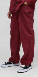Boohoo Bordó Farmer Nadrág Egyenes Széles Szárú Gombok Boohoo 34