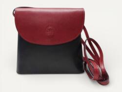MaxModa Női válltáska: fekete-bordó bőr, 1 rekeszes (olasz termék) (1163350)