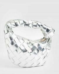 Boohoo Fonott Ezüst Fém Kis Szövött Kézitáska J1X B18__22X16