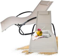 LACESTONE Textilene bézs színű, kerti, hintázó napozóágy spa-k és hotelek részére, 150 kg teherbírással (MS-18138)