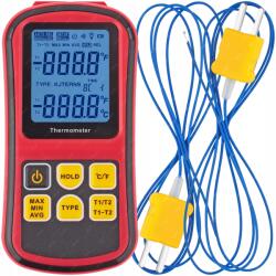 Reball Digitális Hőmérő Kettős Hőmérséklet Mérő GM1312 Két Hőelem K (CYFROWY TERMOMETR GM1312 2x SONDA APP0000172)