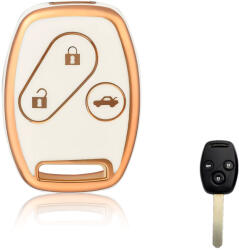 Honda 3 gombos autókulcs TPU tok fehér arany (THO004AFH)