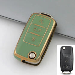Skoda bicskakulcs 3 gombos TPU tok zöld arany (TVW004AZO)