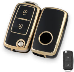 Skoda bicskakulcs 2 gombos TPU tok fekete arany (TVW003AFK)
