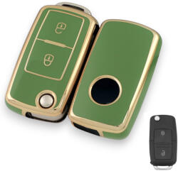  Volkswagen bicskakulcs 2 gombos TPU tok zöld arany (TVW003AZO)