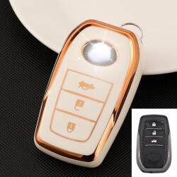  Toyota 3 gombos smart kulcs TPU tok fehér arany (TTO117AFH)