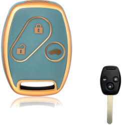 Honda 3 gombos autókulcs TPU tok kék arany (THO004AKE)