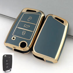 Seat bicskakulcs 3 gombos TPU tok kék arany (TVW047AKE)