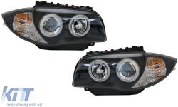 KITT Lightning CCFL Angel Eyes első lámpa BMW 1 E87 E81 E82 E88 (2004-2011) modellekhez, fekete (HLBME87CCFLB)