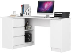 Brius Birou colt stanga pal 3 sertare si rafturi, 155x85x77 cm, blat generos lucru, alb (AK-52850002-2/2)