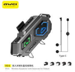 Awei VS-6 Interfon Unic pentru Cască de Motocicletă cu Bluetooth VS-6 (VS-6)