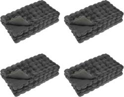 vidaXL Műnyúl szőrmés takaró 4 pcs Sötétszürke 220 x 240 cm Poliészter 42021807 (42021807)