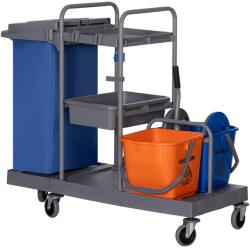 Homcom Professzionális takarítókocsi, 3 emelet, Homcom, 5 kerék, 111x63, 3x103 cm, szürke (720-008V00GY)