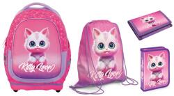 S-Cool szett, kisiskolás: hátizsák, tolltartó, sporttáska, pénztárca, Kitty Love modell