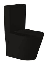 Inter Ceramic Set vas WC pe pardoseala Inter Ceramic Tornado Rimless negru cu rezervor si capac softclose (6335MB MATT BLACK)