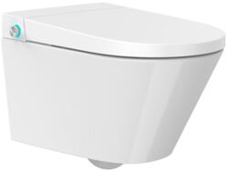 Inter Ceramic Set vas WC suspendat Inter Ceramic Smart Rimless cu functie bideu electric alb lucios si capac softclose (5938 SMART)