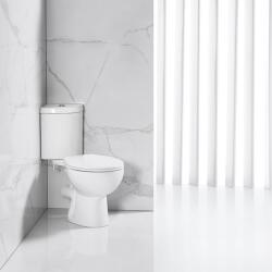 Inter Ceramic Set vas WC pe pardoseala Inter Ceramic Rimless alb cu rezervor pe colt si capac Quick Release (7636P RIMLESS)