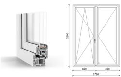  180x240 cm, nyíló/bukó-nyíló, váltószárnyas, balos, fehér, háromrétegű üvegezésű GreenEvolution 76 B műanyag erkélyajtó (O-GEB3NBN180240BF)