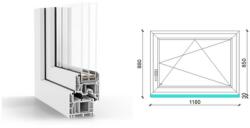  120x90 cm, bukó-nyíló, jobbos, fehér, háromrétegű üvegezésű GreenEvolution 76 B műanyag ablak (O-GEB3BN12090JF)