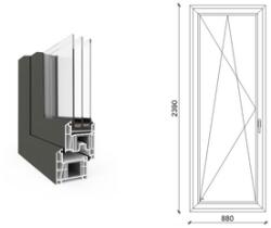  90x240 cm, bukó-nyíló, balos, antracit/fehér, háromrétegű üvegezésű EkoSun 70 CL műanyag erkélyajtó (O-ES70C3BN90240BAF)