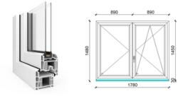  180x150 cm, nyíló/bukó-nyíló, váltószárnyas, jobbos, fehér, kétrétegű üvegezésű EkoSun 70 CL műanyag ablak (O-ES70C2NBN180150JF)
