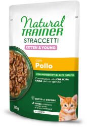 Natural Trainer 12x70g Natural Trainer Straccetti Kitten & Young csíkok szószban nedves macskatáp - Csirke
