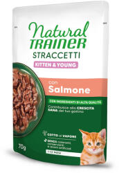 Natural Trainer 12x70g Natural Trainer Straccetti Kitten & Young csíkok szószban nedves macskatáp - Lazac