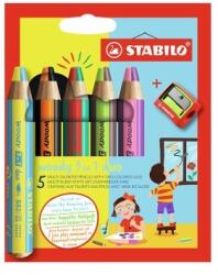 STABILO Woody kétszínű zsírkréta és 3 az 1-ben reszelő 5 db (STB-882/05-2)