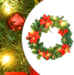 vidaXL zöld PVC karácsonyi koszorú LED-ekkel 60 cm (321517)