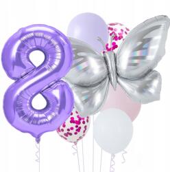 del-sol Szülinapi Lufi Szett Pillangó Pasztell Pillangó Lila Szám 8