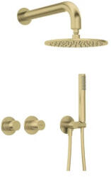 Deante Falba süllyesztett csaptelep, Deante Silia Hexa zuhanyszett+fejzuhany, szálcsiszolt arany NHS_R0YK