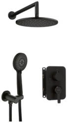 Deante Falba süllyesztett csaptelep, Deante Alpinia zuhanyszett, keverő BOX-al, fekete BXYZNQAM