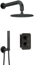 Deante Falba süllyesztett csaptelep, Deante Silia zuhanyszett, keverő BOX-al, fekete BXYYNQSM