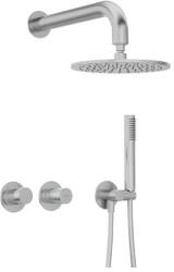 Deante Falba süllyesztett csaptelep, Deante Silia Hexa zuhanyszett+fejzuhany, szálcsiszolt acél NHS_F0YK