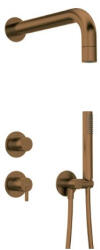 Deante Falba süllyesztett csaptelep, Deante Silia zuhanyszett fejzuhannyal, szálcsiszolt bronz NQS_C9XK