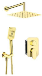 Deante Falba süllyesztett csaptelep, Deante Alpinia zuhanyszett, keverő BOX-al, arany BXYZZGAM