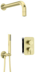 Deante Falba süllyesztett csaptelep, Deante Silia zuhanyszett, keverő BOX-al, szálcsiszolt arany BXYZRQSM - zuhanykabin