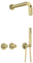 Deante Falba süllyesztett csaptelep, Deante Silia Hexa zuhanyszett+fejzuhany, szálcsiszolt arany NHS_R0XK - zuhanykabin