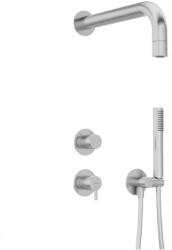 Deante Falba süllyesztett csaptelep, Deante Silia zuhanyszett fejzuhannyal, szálcsiszolt acél NQS_F9XK