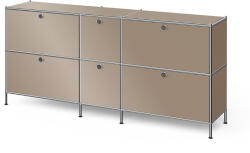 Tchibo - /Cn3 nagy fém szekrény, 6 lenyíló ajtóval, szürkésbarna