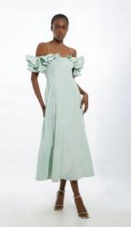 Karen Millen Világoszöld Midaxi Fodros Ruha Karen Millen 38-AS