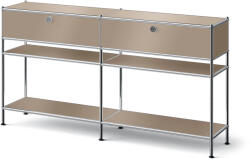 Tchibo - /Cn3 Slim Line fém konzolasztal 2 fiókkal, szürkésbarna