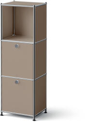 Tchibo - /Cn3 Slim Line fém komód, 2 lenyíló ajtóval, szürkésbarna