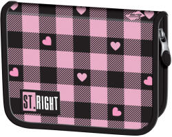 UNIPAP St. Right Rózsazín-fekete szívecske mintás kihajtható tolltartó PC03 20, 5x14x3, 5cm