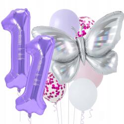del-sol Szülinapi Lufi Szett Pillangó Pasztell Pillangó Lila Számok 11